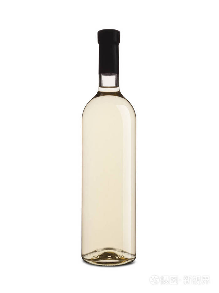 孤立在白色背景上的白色葡萄酒瓶