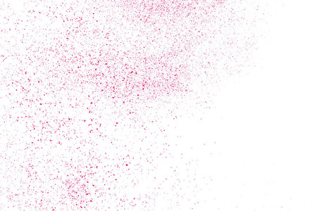 抽象背景快乐情人节。 白色上分离的五彩纸屑的红色爆炸。 粉红色的闪光。 覆盖纹理。 数字生成的图像。 矢量插图EPS10。