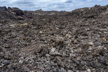 火山蒂曼法亚国家公园兰萨罗特西班牙的黑色熔岩