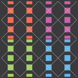 四个无缝的抽象背景，彩色方块图案