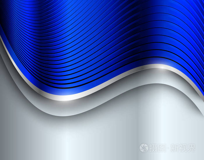 背景银蓝色闪亮的金属铬波矢量插图