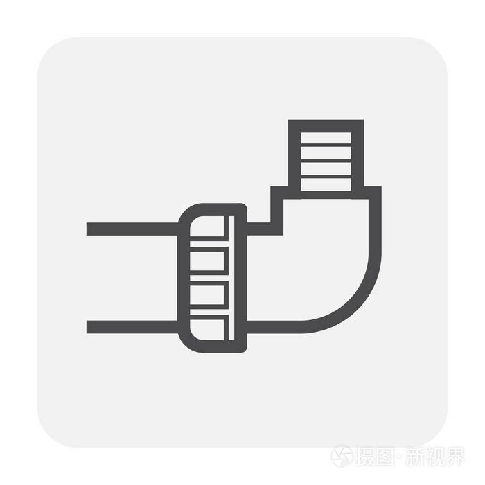 hdpe管和连接接头图标设计黑色和轮廓