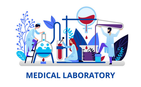 平式的保健理念。 做实验室研究的医生。 化学研究和药剂师。 网页横幅宣传册封面设计及传单版面设计模板