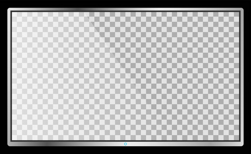 现实的现代平板4k电视监视器隔离在黑色背景上。 空透明屏幕模板模型。 个人电脑屏幕上的空白复制空间。 矢量插图