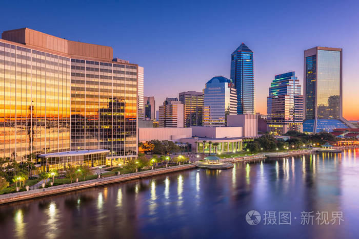 美国佛罗里达州杰克逊维尔市中心城市天际线