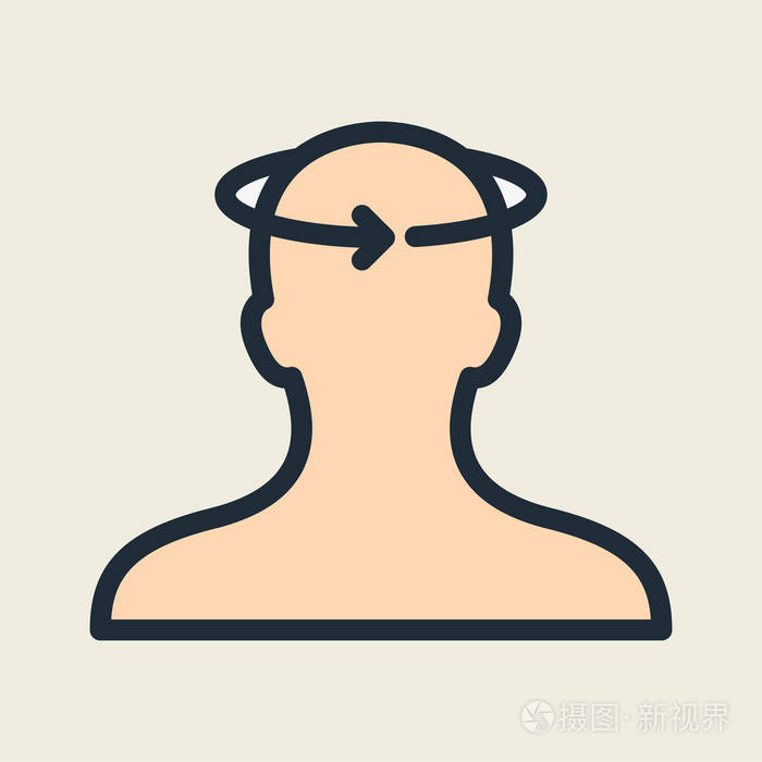头晕目眩眩晕头部平线中风图标象形文字
