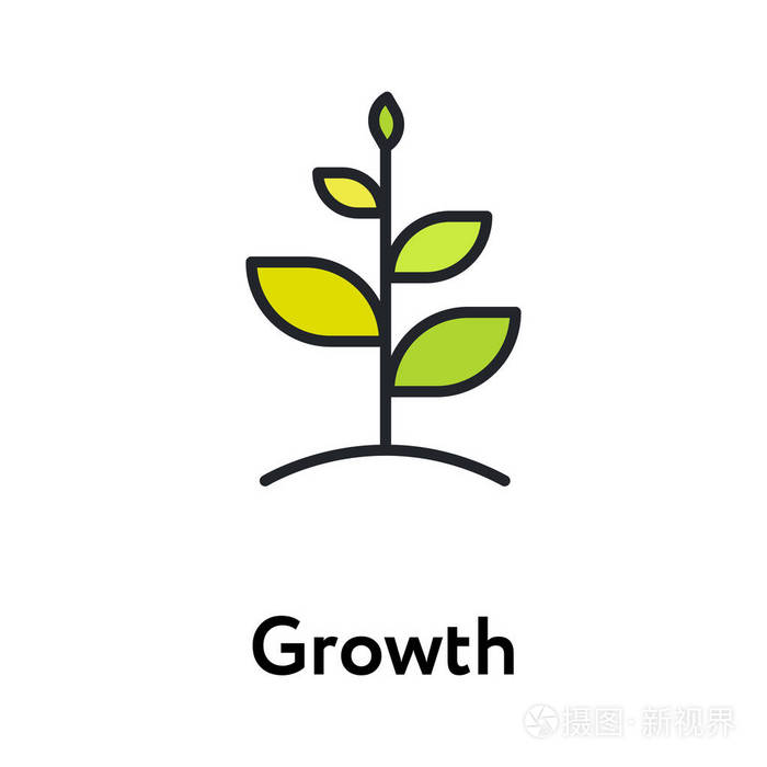 生长植物业务平面色线笔画图标象形文字