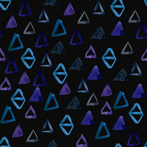 水彩蓝色抽象三角形无缝图案