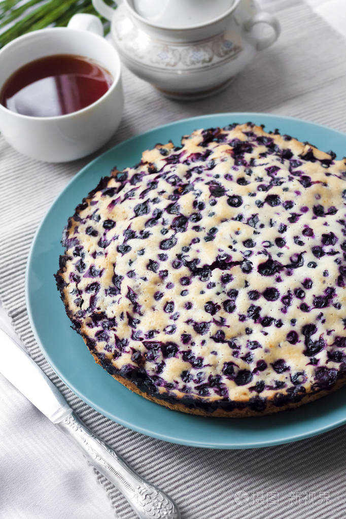 自制蓝盘蓝莓派特写