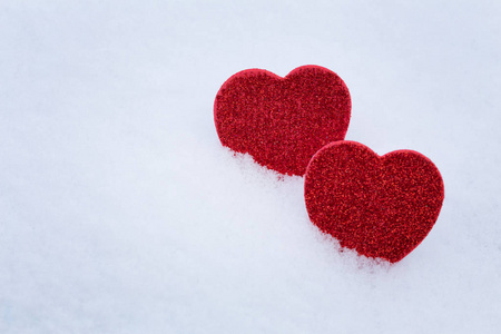 s Day. Hearts in the snow