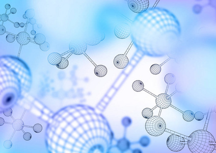 接近远原子的图像用分子模型科学或医学背景绘制三维图