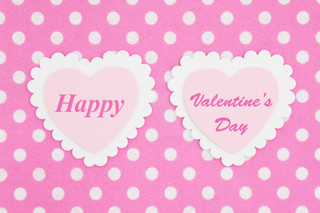 s Day on two white and pink hearts with bright pink and white po