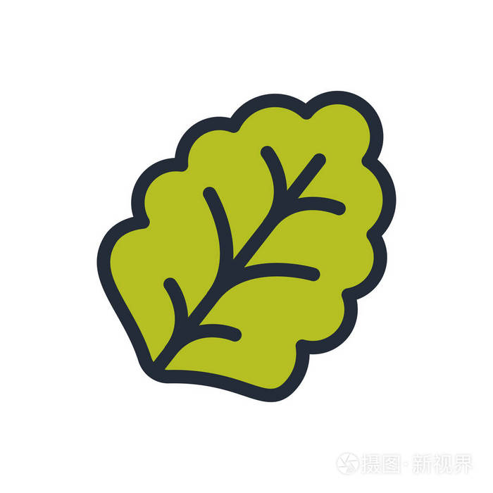 叶生菜植物扁色线笔画图标象形文字