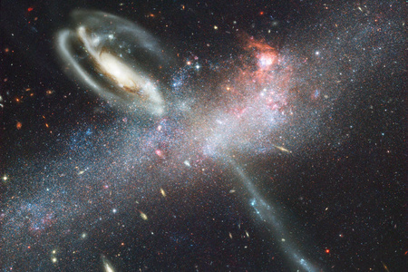 宇宙场景中的恒星和星系在深空显示出空间探索的美。 由美国宇航局提供的这幅图像的元素