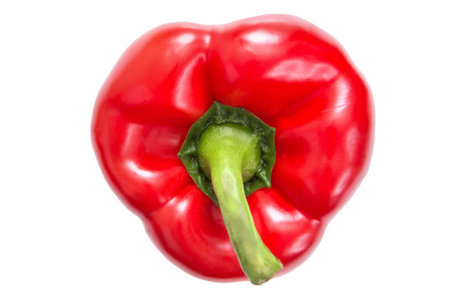 白色背景上分离的红色甜椒。 上面的风景。 新鲜蔬菜