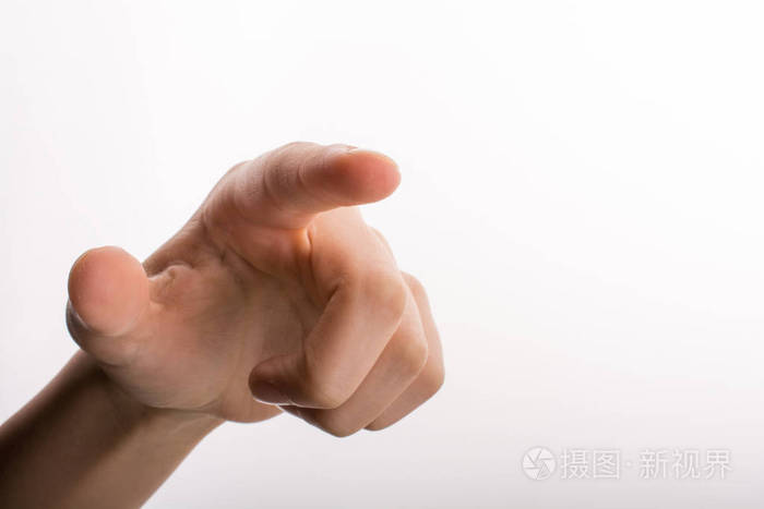 手指向白色背景