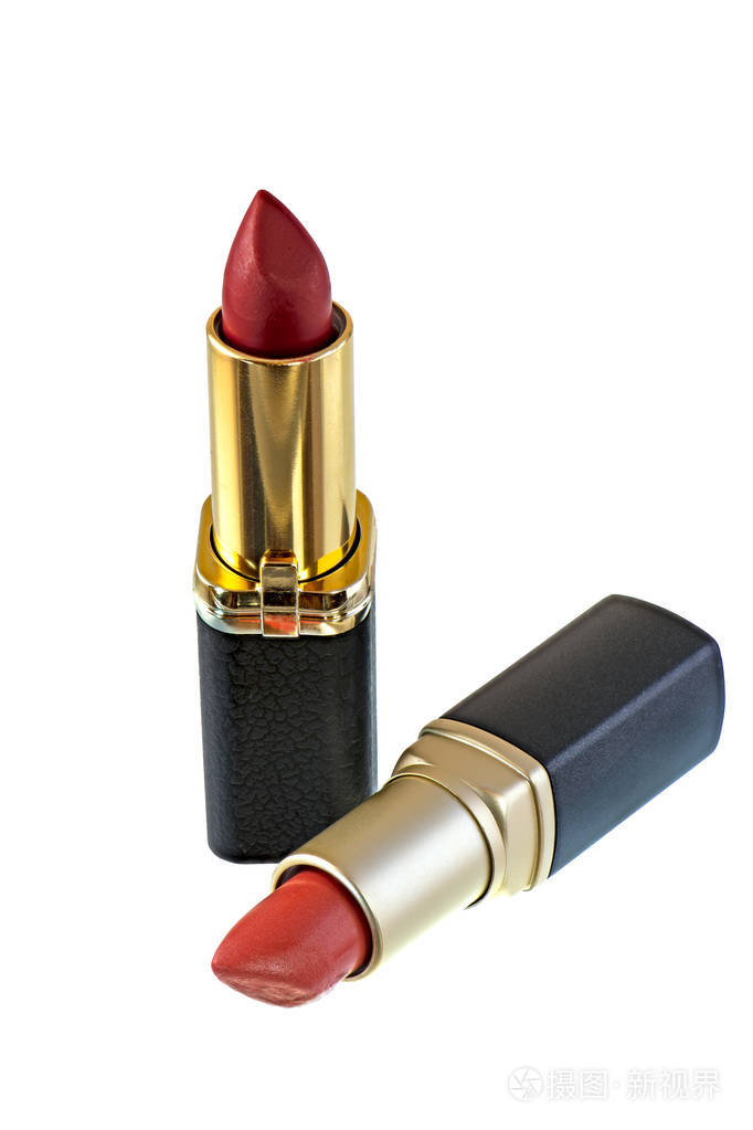 在白色上分离出开放的红色口红
