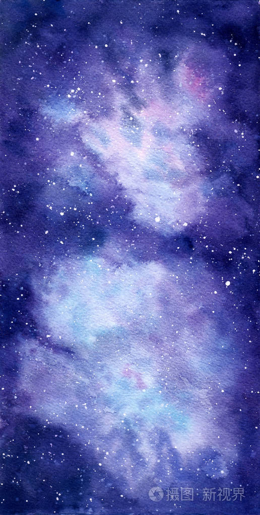 空间水彩手绘背景抽象星系绘画