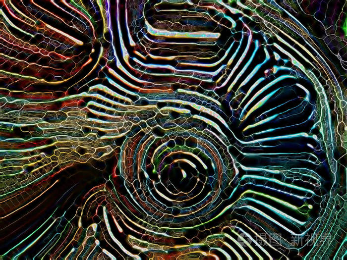 创造力,艺术和设计为主题,在黑色上分离的体积三维分形粒子构成的艺术