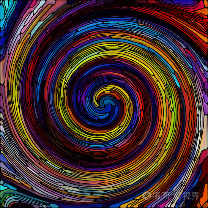 彩色玻璃漩涡图案的抽象排列,适合于彩色设计,创意,艺术和想象的项目