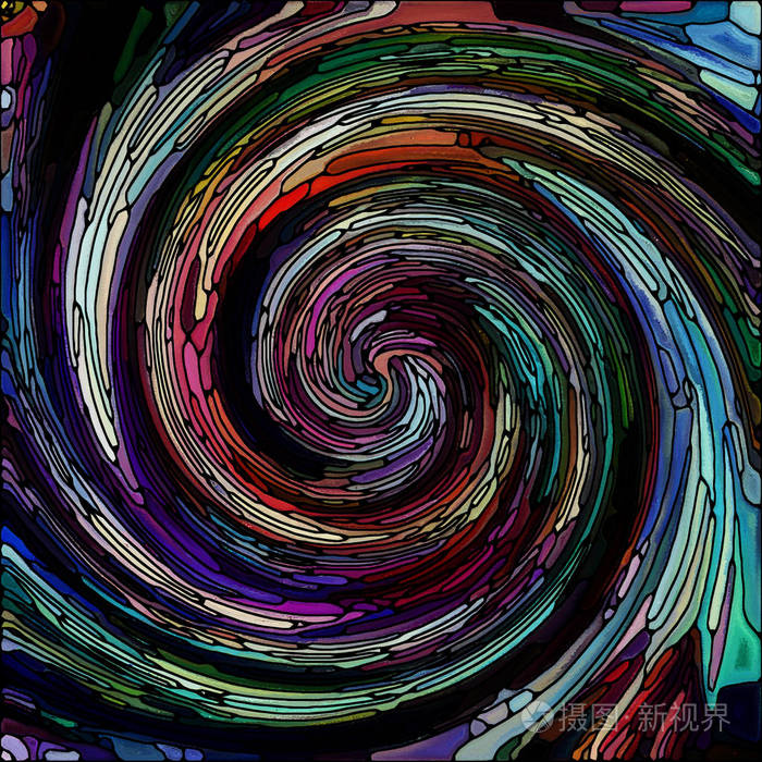 彩色玻璃漩涡图案的抽象排列,适合于彩色设计,创意,艺术和想象的夏靠