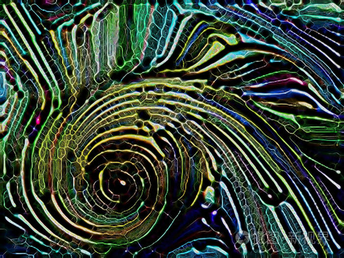 创造力,艺术和设计为主题,在黑色上分离的体积三维分形粒子构成的艺术