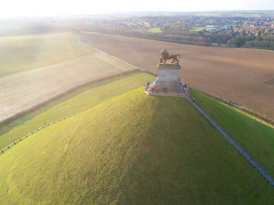 s Mound with farm land around.  The immense Butte Du Lion on the