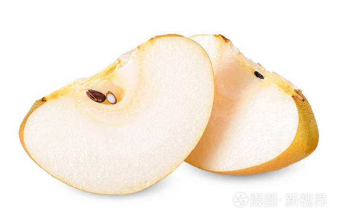 切片雪梨或丰穗梨的孤立剪裁路径