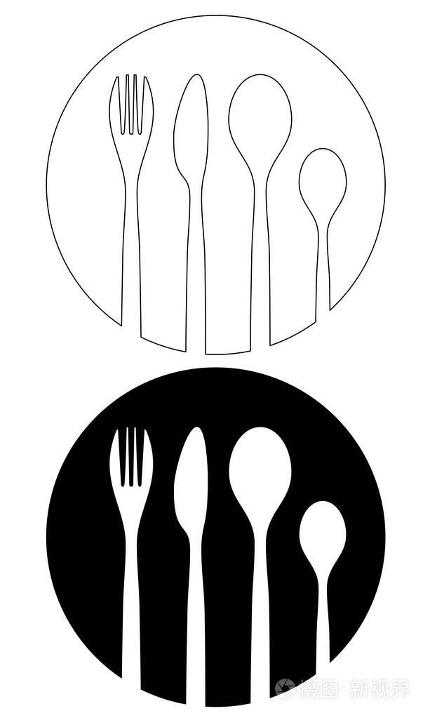 菜叉刀勺餐具餐具银器食品剪影矢量eps10