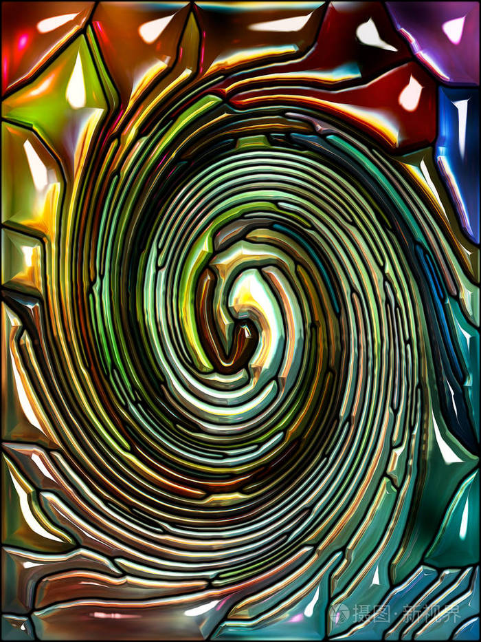 螺旋旋转系列彩色玻璃漩涡图案的组成适合作为彩色设计创意艺术和想象