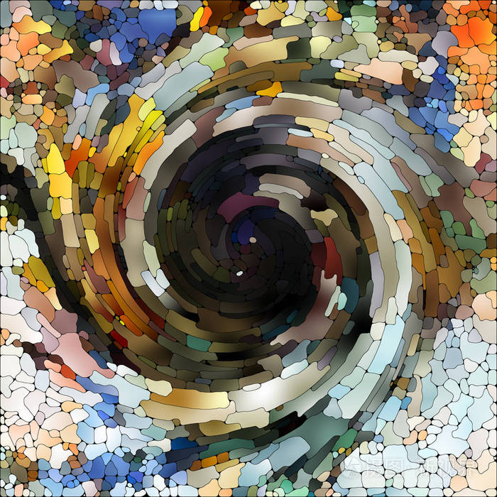 螺旋旋转系列彩色玻璃漩涡图案背景彩色碎片主题色彩设计创意艺术与