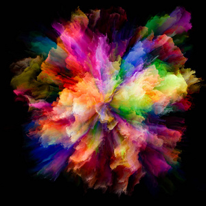 色彩情感系列。 色彩爆发爆炸的抽象安排作为想象创意艺术和设计项目的背景