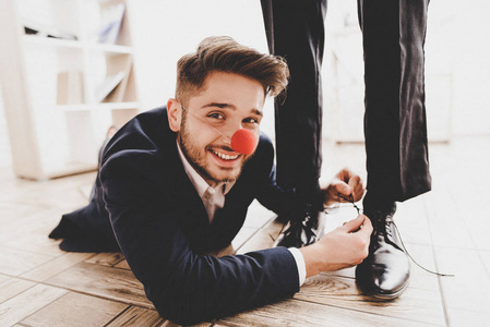 s Shoelaces. Business Meeting in Office. April Fools Day. Busine