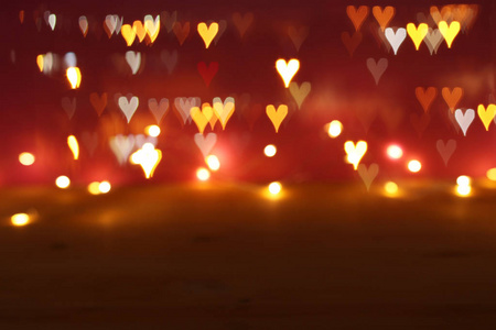 s day romantic glitter bokeh background with many hearts lights