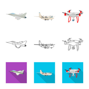 平面和传输图标的矢量设计。飞机和天空股票矢量图的采集