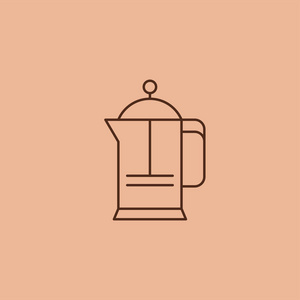 咖啡图标和线性咖啡商店徽章的轮廓风格与时尚的细线标志咖啡馆标志咖啡屋的象征为应用程序。