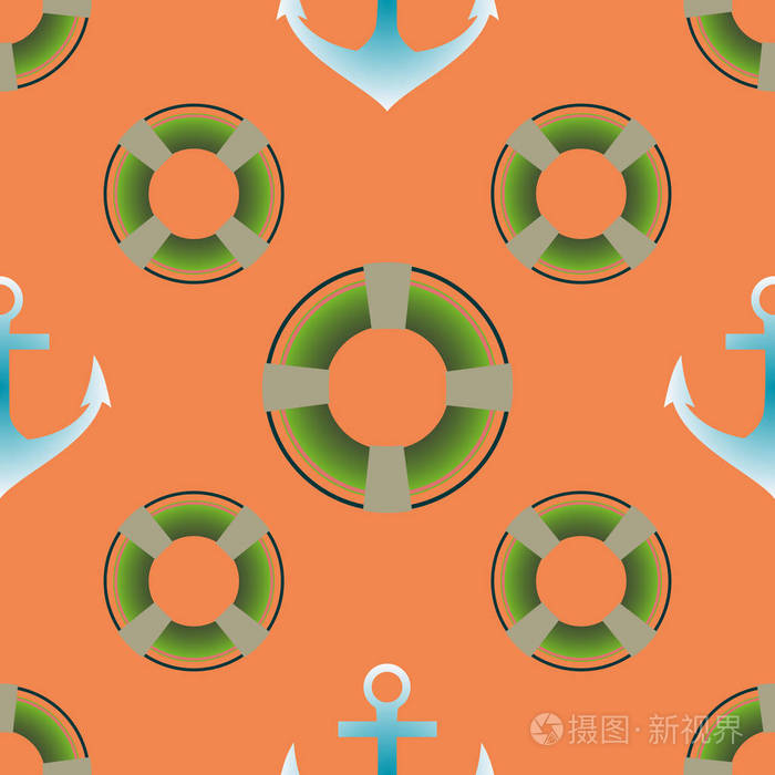 航海卡通平面重复图案插图