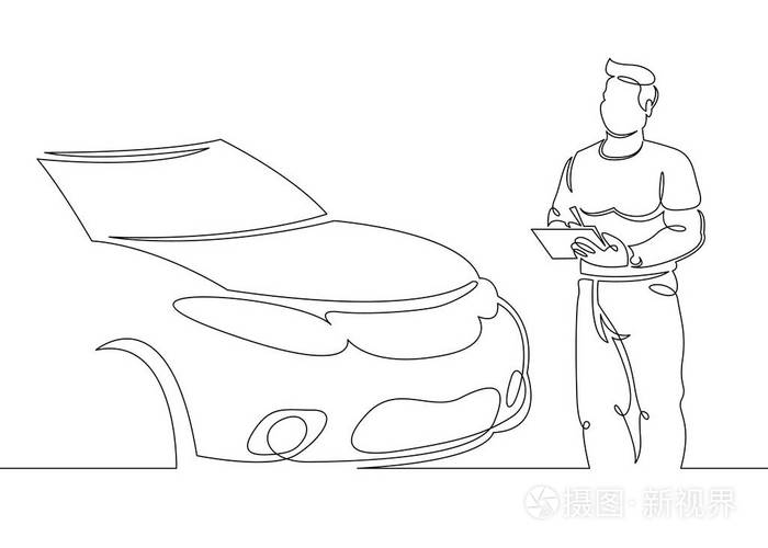 机械师汽车车库服务汽车维修插画-正版商用图片1744n3-摄图新视界