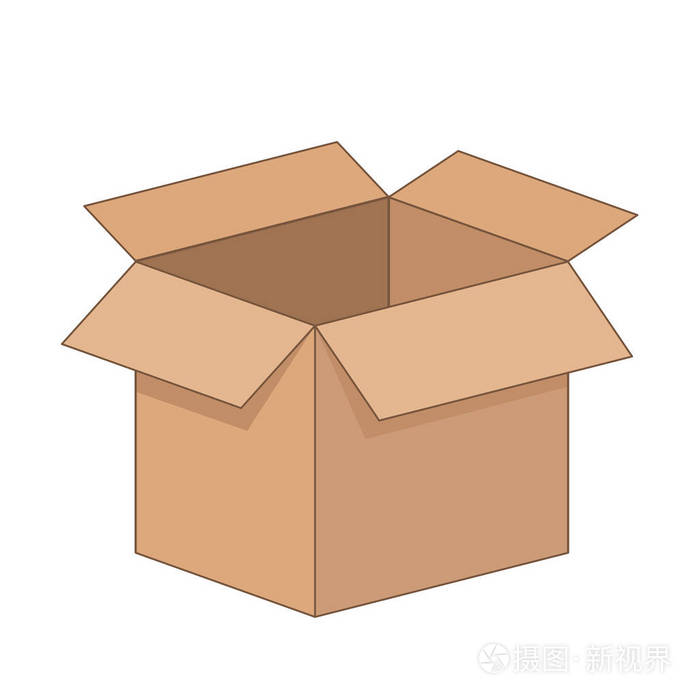 打开动画片平纸板箱在白色背景插画-正版商用图片1744ts-摄图新视界