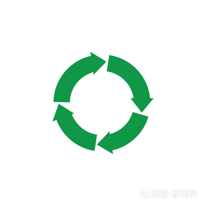 矢量绿色箭头回收图标归零概念
