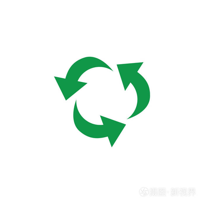矢量绿色箭头回收图标归零概念