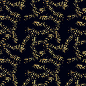 无缝背景图案与抽象的金色羽毛。 矢量失调。 EPS10