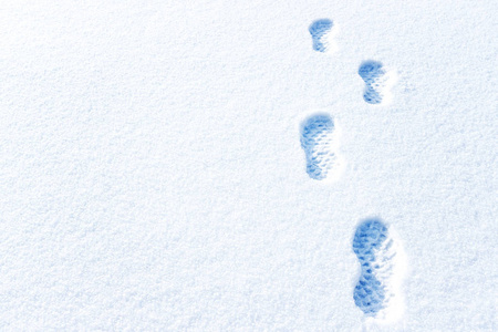 一个人在雪地里的痕迹。