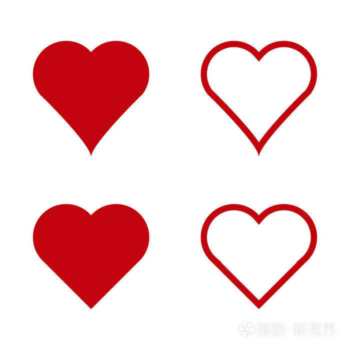 情人节向量情人节心情人节符号白色背景插图的心符号