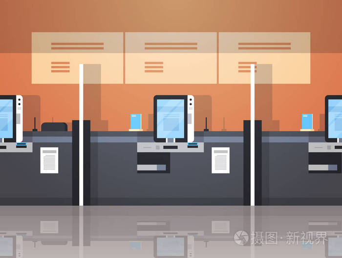 网上自助服务机器付款终端窗口金融业务概念银行设备现代化银行办公室