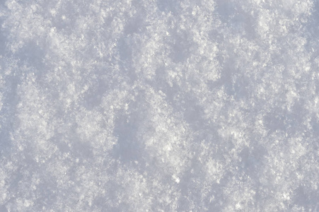 蓬松的新鲜雪在许多雪花的可见区别。