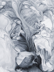 黑白大理石抽象手绘背景液体丙烯酸画在画布上。 当代艺术。