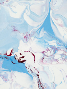 蓝色和粉红色的抽象手绘背景，画布上的液体丙烯酸绘画，原始丙烯酸绘画的特写片段。当代艺术。