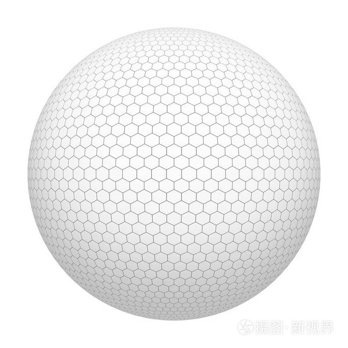 高尔夫球. 白色六角形图案. 在白色背景上隔离的简单球体网格.