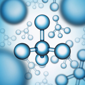 带蓝色细胞或原子的化学背景.核生物技术, dna 配方研究照片